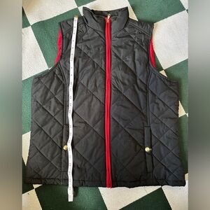 Lauren Ralph Lauren Green Label Black Quilted Vest Red Lining | Women’s Size L